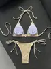 2026 Novo Estilo Europeu e Americano Padrão de Concha Biquíni Tomara-que-caia Sexy Triângulo com Amarração Roupa de Banho para Mulheres Férias na Praia