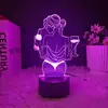 Criativo Meninas Yoga Sexy 3D Luz Noturna Enfeites Mesa Luminosa LED Luminária de Mesa Quarto Cabeceira Atmosfera Presente