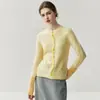 Caxemira luxuosa! Coleção outono e inverno: cardigã feminino de cashmere elegante e versátil com gola redonda e punhos em blocos de cor