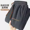Venta al por mayor transfronteriza de pantalones casuales de otoño e invierno para hombre, con forro polar, tela engrosada, corte holgado de pierna recta, cintura elástica y diseño versátil adecuado para deportes