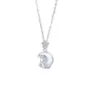 Collar Original Tichia Estrella y Luna de Caballo para Mujer Plata de Ley S925 Diseño de Nicho Ins Imitación Piedra Lunar Collar de Caballo Lindo
