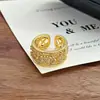 Anillo Abierto de Encaje Geométrico Hueco Retro Vintage de Moda para Mujer, Único y Elegante con un Toque de Lujo