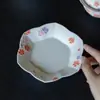 Soporte para Tetera Arita-Yaki Pintado a Mano con Flores de Cerezo Inno Kishimatsu, Juego de Té Especial para Mujer, Bandeja para Té Seco, Exquisita Bandeja Pastel de Alta Gama