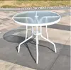 Mesa Pequena e Cadeiras para Varanda Conjunto de Chá Lazer Conjunto de Mesa e Cadeiras para Exterior Loja de Chá com Leite Mesa Externa de Vidro Temperado com Efeito Ondulado