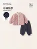 Camiseta Básica de Manga Larga de Color Sólido Bangxuan, Chaqueta de Algodón Sencilla, Jeans Jogger Engrosados, Conjunto de Tres Piezas para Niños, Atuendo para Niños