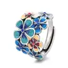 Anillo de brocado estilo étnico vintage con flor de esmalte cloisonné, anillo abierto para mujer, artesanía de epoxi, diseño de nicho abierto, joyería para manos