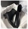 Botas Martin com Bico Quadrado e Salto Grosso, Botas Curtas para Mulheres, Novo Estilo Primavera e Outono, Botas Slim Tendência, Botas Curtas Francesas Estilo Chanel