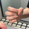 Manicure Removível Acabada Manjusaka Huai Fei Patch de Unha Oval Curto Natural para Alunos Toca o Rosto para Mostrar Clareamento Manicure Nude