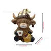 Estátua de Vaca das Terras Altas de Novo Produto Transfronteiriço Gnomo de Vaca das Terras Altas Vitelo de Resina Escocês Presente de Natal para Amante