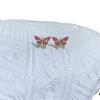Brincos de borboleta pequenos Natural elegante esmeralda Nano vermelho Corundum luz de luxo brincos elegantes S925 agulha de prata moda mulheres