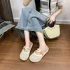 Pantuflas Baotou para Mujer 2026 Primavera y Verano Nuevo Estilo Lazo Dulce Calado Cómodas de Exterior Planas Perezosas Medias Pantuflas