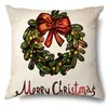 Productos para el Hogar Transfronterizos Amazon Funda de Almohada Navideña Papá Noel Árbol Sofá Funda de Almohada de Lino Funda de Almohada
