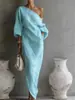 2026 Moda de Alta Gama para Mujer de Manga Larga Hombros Descubiertos Vestido Largo de Cintura Media Vestido Pulóver
