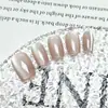 10 Piezas de Uñas Postizas de Lujo Discreto, Uñas Cortas Usables Color Rosa Nude de Tono Cálido, Piezas de Manicura Simples Trapezoidales Ojo de Gato