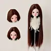 346 Puntos BJD Ye Luoliwa Usa Accesorios para el Cabello Muñeca de Trapo Pequeña Cabello Largo Liso Medio Peinado Seda Suave Peluca para Vestir
