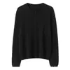 Cardigã de malha clássico de gola redonda, sem costura, cor sólida, com botões, de manga comprida, 100% cashmere, para mulheres, outono e inverno