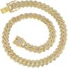 Collar Cubano Full Diamante de 14 mm para Hombre, Joyería Hip-Hop de Moda, Cadena Grande Dorada para Hombres y Mujeres, Accesorios Europeos y Americanos Incrustados con Diamantes en Forma de Rombo
