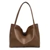 Bolsa Grande Capacidade Retrô Nova Moda 2024 Bolsa Feminina Estilo Ocidental Casual Bolsa de Ombro Bolsa Tote para Estudante Universitário