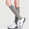 Calcetines de pantorrilla para mujer con patrón de rombos, Calcetines largos calados, Calcetines grises de estilo coreano simples hasta la mitad de la pierna, Calcetines holgados, Calcetines de algodón puro para mujer, Sin costuras