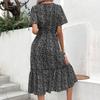 Bai Fen Zhi Yi Amazon 2024 Novo Vestido de Verão Europeu e Americano Feminino Estampado Slim-Fit Transfronteiriço