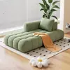 Estilo Crema Francesa Gato Felpa Esponja Chaise Chaise Sofá Individual Reclinable Sala de Estar Dormitorio Balcón Sofá Perezoso Madera