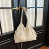 Estilo Ins Coreano Estampa de Leopardo Estrela Bolsa Tote de Lona Feminina Sensação Relaxada Retro Grande Capacidade Trabalho Deslocamento Bolsa de Ombro