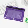 Bolsa para Documentos de Três Furos Bolsa para Lápis em Tecido Oxford Bolsa para Armazenamento de Contas de Folha Solta para Escritório Bolsa de Papelaria Transparente em PVC Transfronteiriça Venda por Atacado