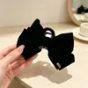 2026 Prendedor de Cabelo Garra de Gato Preto Laço de Veludo Estilo Francês Retrô Grampo Tubarão Gato Kt Acessório de Cabelo