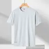 Camiseta Deportiva Casual de Verano, Cuello Redondo, Manga Corta, Seda Helada, Transpirable, Fresca, Simple, Holgada, Delgada, Venta al por Mayor