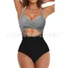 Europa y Estados Unidos nuevo traje de baño de una pieza combinación de colores sexy con tiras cruzadas huecas traje de baño para mujer Amazon transfronterizo disponible al por mayor