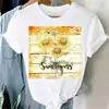 Camiseta de Moda Manga Corta Planta Verano Playa Estampado Femenino Dibujo Animado Casual Moda Gráfica Camiseta Regular para Mujer Viaje