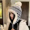 Sombrero de Lana Estilo Étnico Otoño e Invierno Protección para las Orejas de Mujer Punta de Felpa Resistente al Viento para Ciclismo Cálido con Forro de Lana Sombrero Tejido