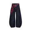 Jeans Masculino Xadrez Desconstruído Lavado High Street Americano Verão 2025 Novo Cleanfit Calça de Perna Larga Scimitar