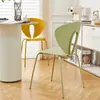 Silla de comedor creativa para el hogar nórdico, silla de plástico moderna minimalista de diseñador, estilo crema, sensación avanzada, apilable, con respaldo de plástico