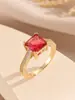 Anel de Luz Banhado a Cobre Ouro Real Zircônia Inlay Luxo Toque de Alto Padrão Anel de Dedo Versátil Joia de Mão Fábrica Envio Direto Atacado Disponível
