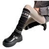 Calcetines apilados de pierna de moda, cálidos, gruesos y modernos, de punto nórdico, estilo vintage coreano, con copos de nieve, para otoño e invierno, de Fall Island