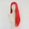 Nova peruca europeia e americana com renda frontal para mulheres, 13*4 trançada à mão, cabelo liso vermelho na altura dos ombros, peruca completa