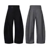 26332 Estilo Old Money Retro Unisex Color Sólido Diseño Decorado con Botones Pantalones Casuales para Hombre de Corte Holgado y Curvo
