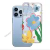 Precio bajo de fábrica al por mayor más vendido dopamina pintado a mano flor colorida manzana funda de teléfono transparente para iP17PM