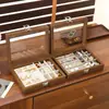 [Fábrica de Origen] Caja Multifuncional de Madera de Nogal para Joyería Caja a Prueba de Polvo para Guardar Anillos y Pendientes Bandeja de Exhibición para Joyería