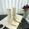 Tacones Altos Sexy Estilo Coreano Botas Ajustadas Estilo Primavera/Otoño 2026 Botas de Media Pantorrilla de Colores Botines Punta Fina Tacón de Aguja Botas Elásticas Mujer