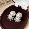 Pendientes de plata con baño de oro real, aguja cuadrada, borla de perla y circonita, pendientes de lujo ligero de alta gama, fabricante de pendientes vintage