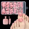 Caixa de Unhas Postiças Francesas Transfronteiriça Nova Mais Vendida Caixa com 120 Peças Adesivos de Unha para Pedicure Rosa Nude