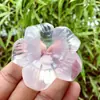 Fluorita púrpura natural tallada flor de cinco pétalos adorno decorativo lavanda moda cristal joyería