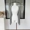 Camisa de ar condicionado com toque macio, cardigã texturizado de manga longa com proteção solar para mulheres, casual de verão, tricô elegante e intelectual, cinza, tamanho único
