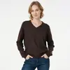 Suéter de punto de marca de moda de comercio exterior transfronterizo de Amazon MAX original con cuello en V de color sólido color dopamina de cuello redondo para mujer