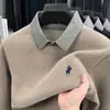 Camiseta de Base de Punto para Otoño e Invierno, Suéter para Hombre con Cuello de Camisa, Top Falso de Dos Piezas, Moda de Invierno para Hombre, Manga Larga Cálida