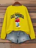 Sudadera con Estampado de Letras Rapper Bear Los Angeles para Mujer, Holgada, Cuello Redondo, Streetwear, Hip-Hop, Sudadera