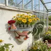 Maceta Popular de Metal con Forma de Gallo Transfronteriza, Maceta Decorativa de Jardín para Montar en la Pared, Adorno Colgante Pintado para Jardín Interior y Exterior