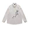 Camisa Masculina Retro Divertida com Bordado de Dálmatas Manga Longa Primavera Solta Versátil Camisa de Casal